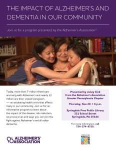 The Impact of Alzheimer’s – Program November 20, 2025.