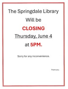 Closing at 5PM on Thursday June 4th.