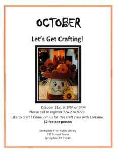 October-Let’s Get Crafting